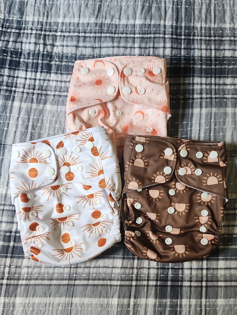 HappyFlute Reusable Cloth Diaper - Pink, White, Brown